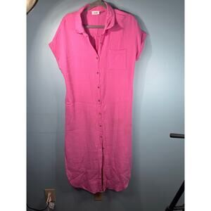 BluIvy women's fushia pink shirt dress cotton gauze medium resort, beach, swim M